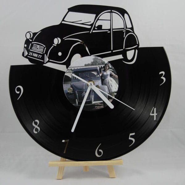 Horloge en vieux vinyle 33 tours modèle 2 cv citroën cadeau