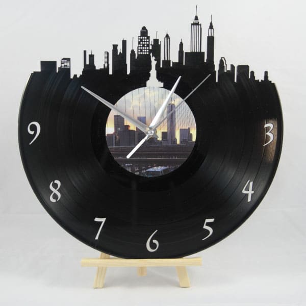 Horloge en vieux vinyle 33 tours modèle New York cadeau