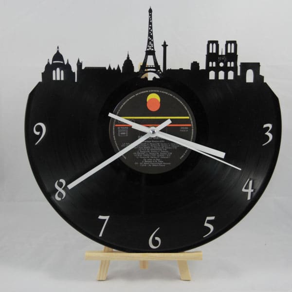 Horloge en vieux vinyle 33 tours modèle Paris cadeau