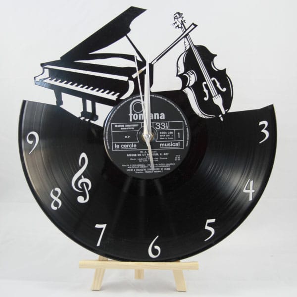 Horloge vinyle Piano, création artisanale