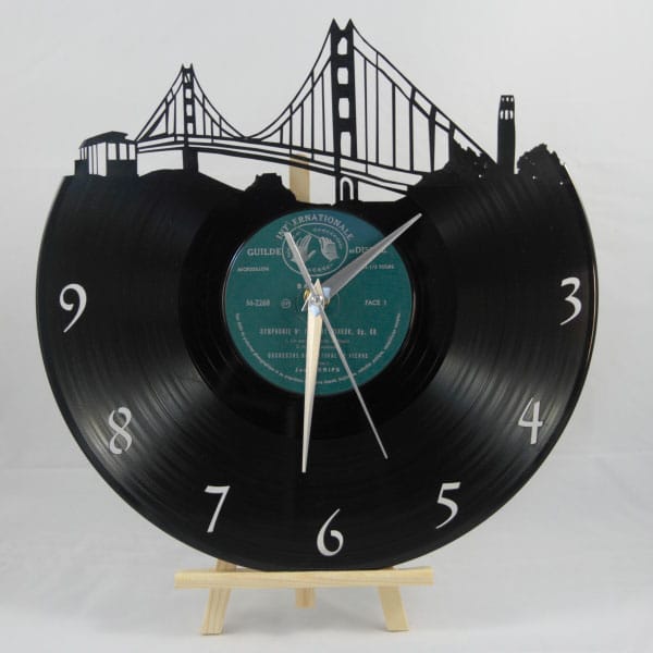 Horloge en vieux vinyle 33 tours modèle San Francisco cadeau