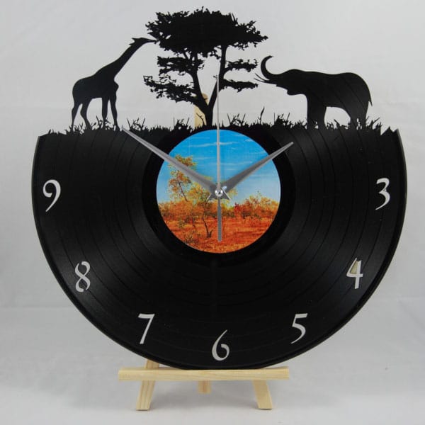 Horloge en vieux vinyle 33 tours modèle Jungle cadeau chambre enfant ado