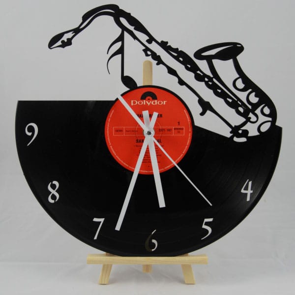 Horloge en vieux vinyle 33 tours modèle Saxophone cadeau