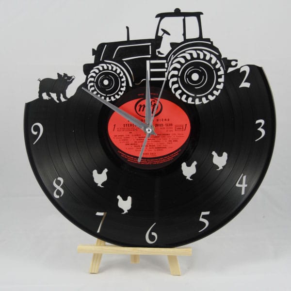 Horloge en vieux vinyle 33 tours modèle Tracteur cadeau