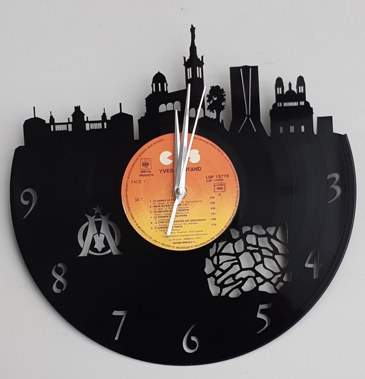 Horloge en vieux vinyle 33 tours modèle Strasbourg skyline cadeau